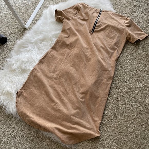 Suede Mini Dress with Round Hem Size Medium - Picture 3 of 7
